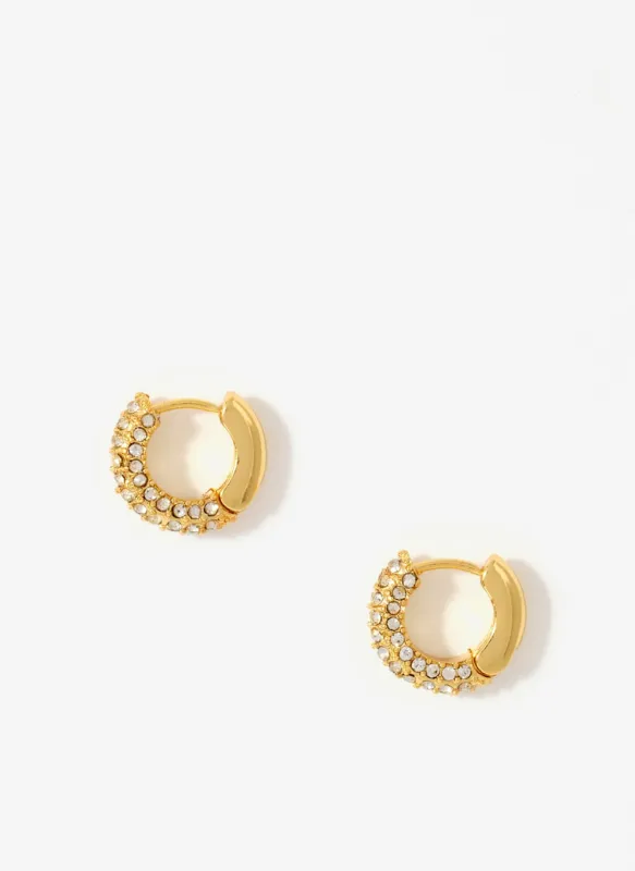 Gold Plated Pave Hoop Earrings sold by Mint Velvet