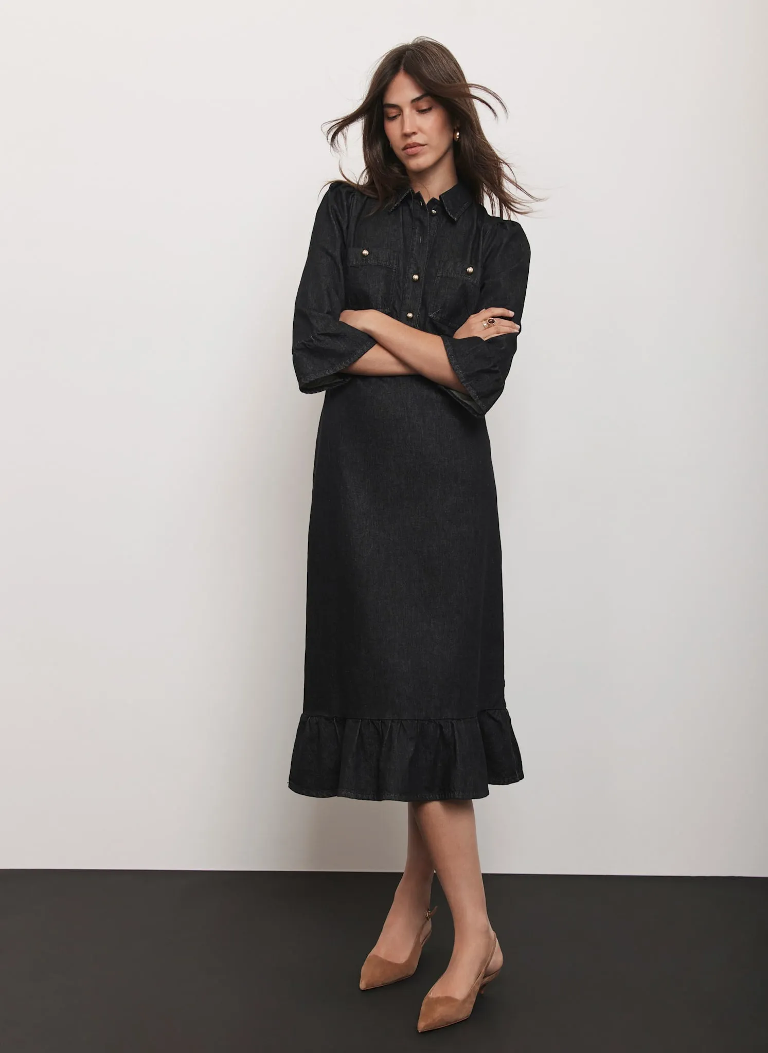 Black Denim Midi Shirt Dress sold by Mint Velvet product image thumbnail 3