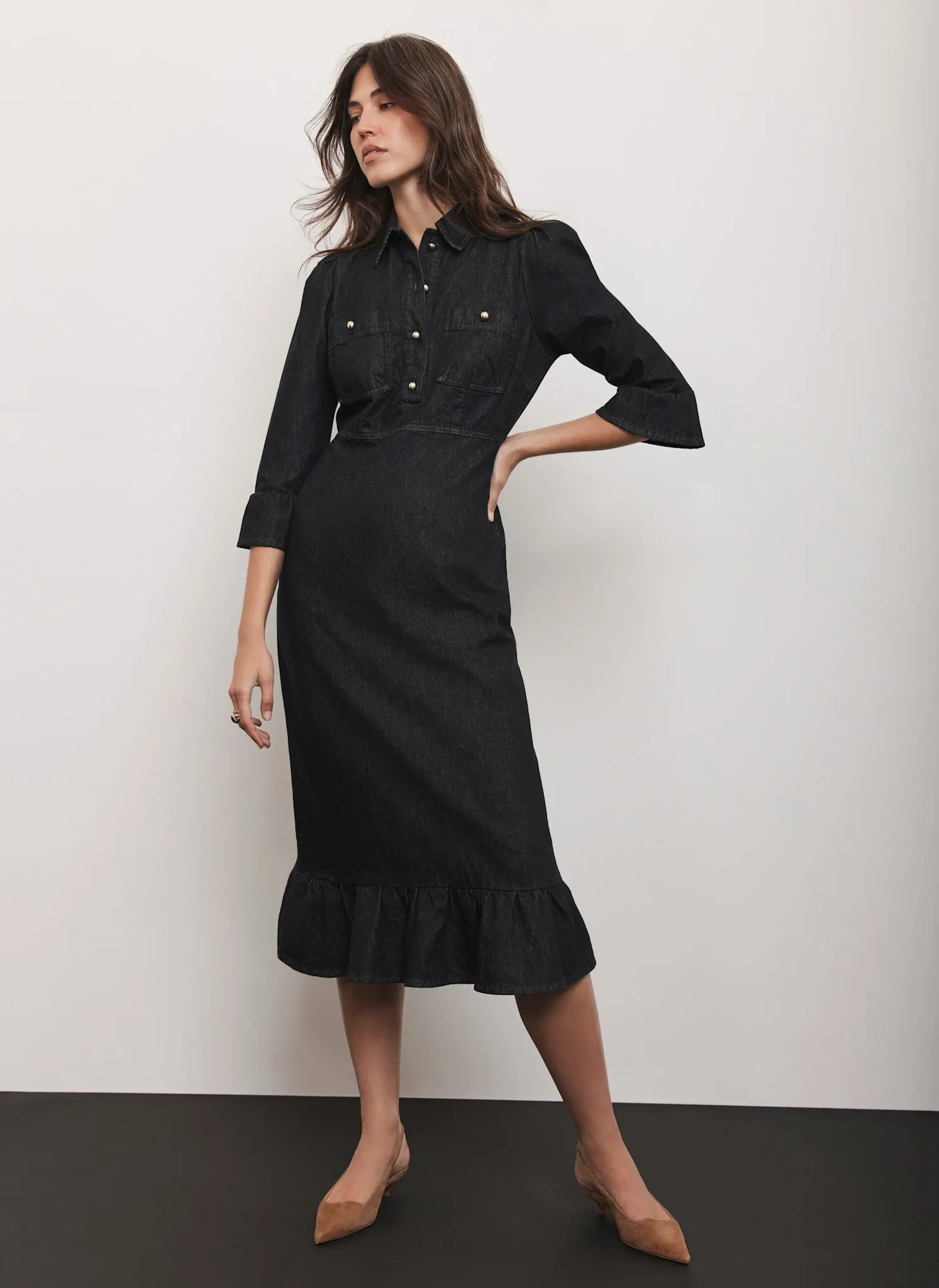 Black Denim Midi Shirt Dress sold by Mint Velvet