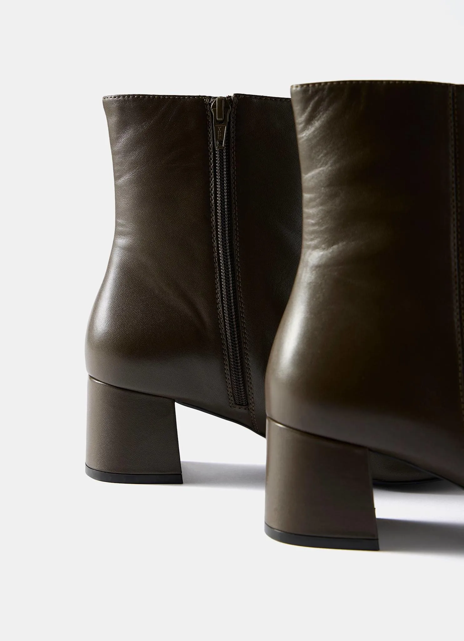 Flo Khaki Leather Ankle Boots sold by Mint Velvet product image thumbnail 2