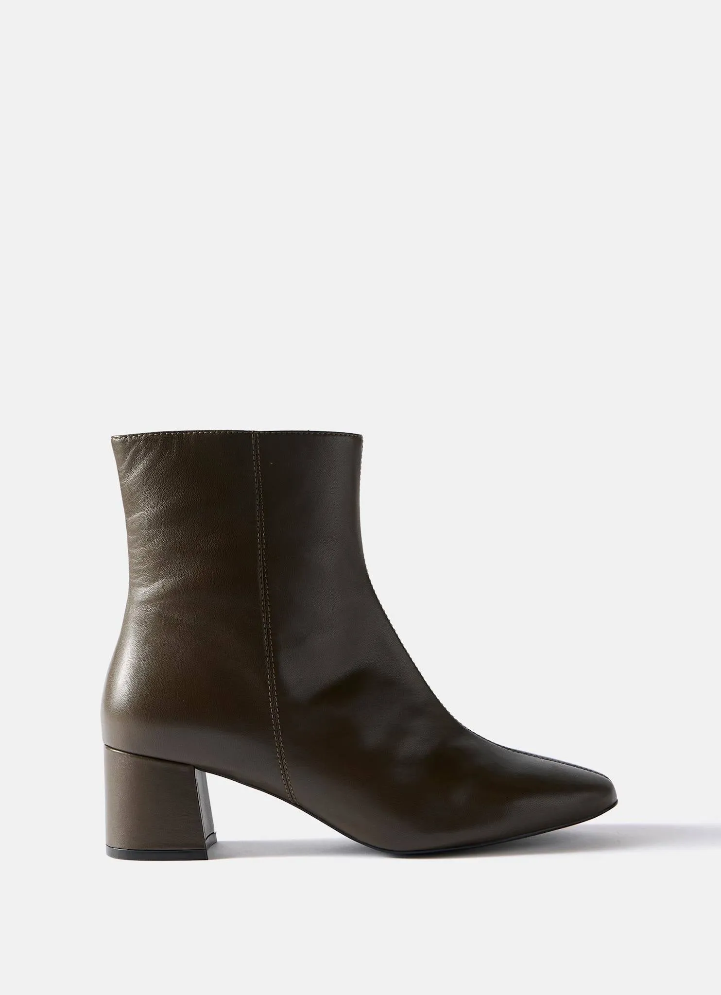 Flo Khaki Leather Ankle Boots sold by Mint Velvet