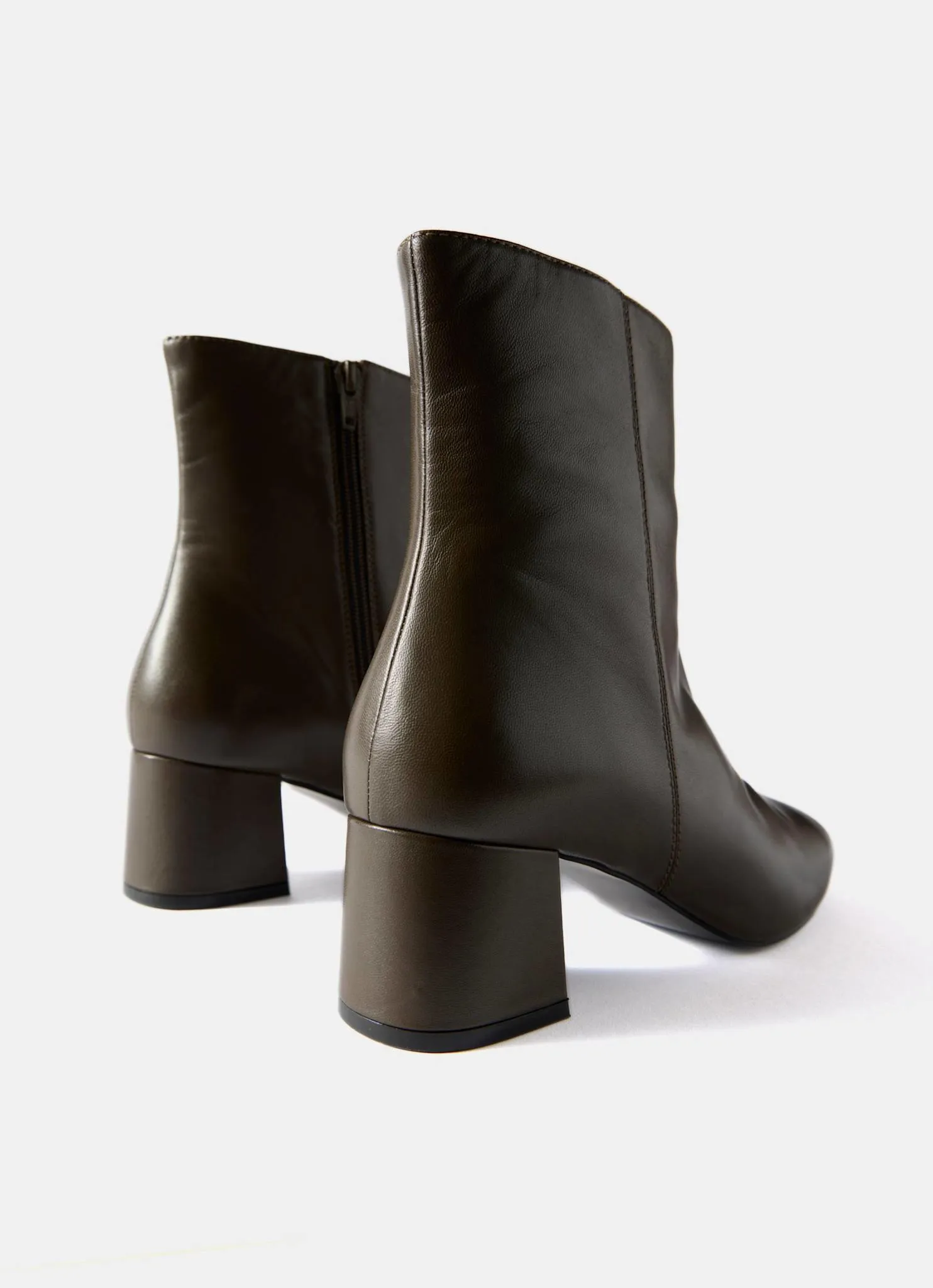 Flo Khaki Leather Ankle Boots sold by Mint Velvet product image thumbnail 4