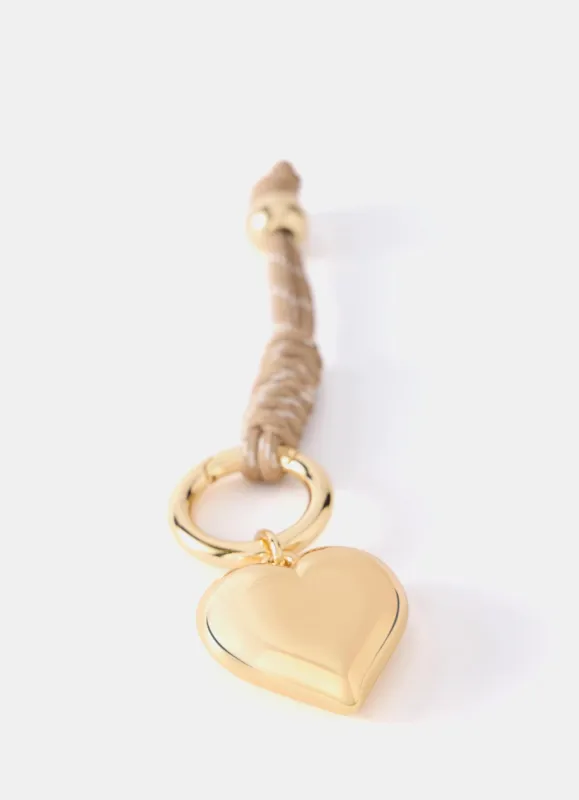 Neutral Cord Heart Bag Charm sold by Mint Velvet