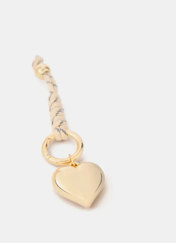 Cream Cord Heart Bag Charm sold by Mint Velvet
