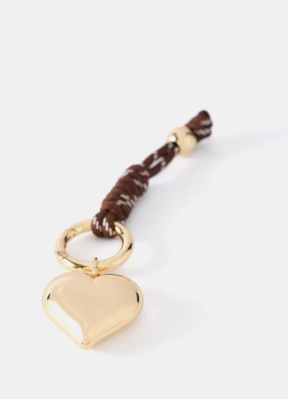 Brown Cord Heart Bag Charm sold by Mint Velvet