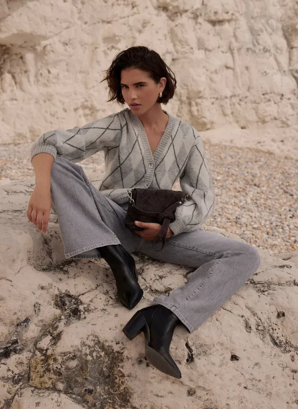 Grey Argyle Print Cardigan sold by Mint Velvet