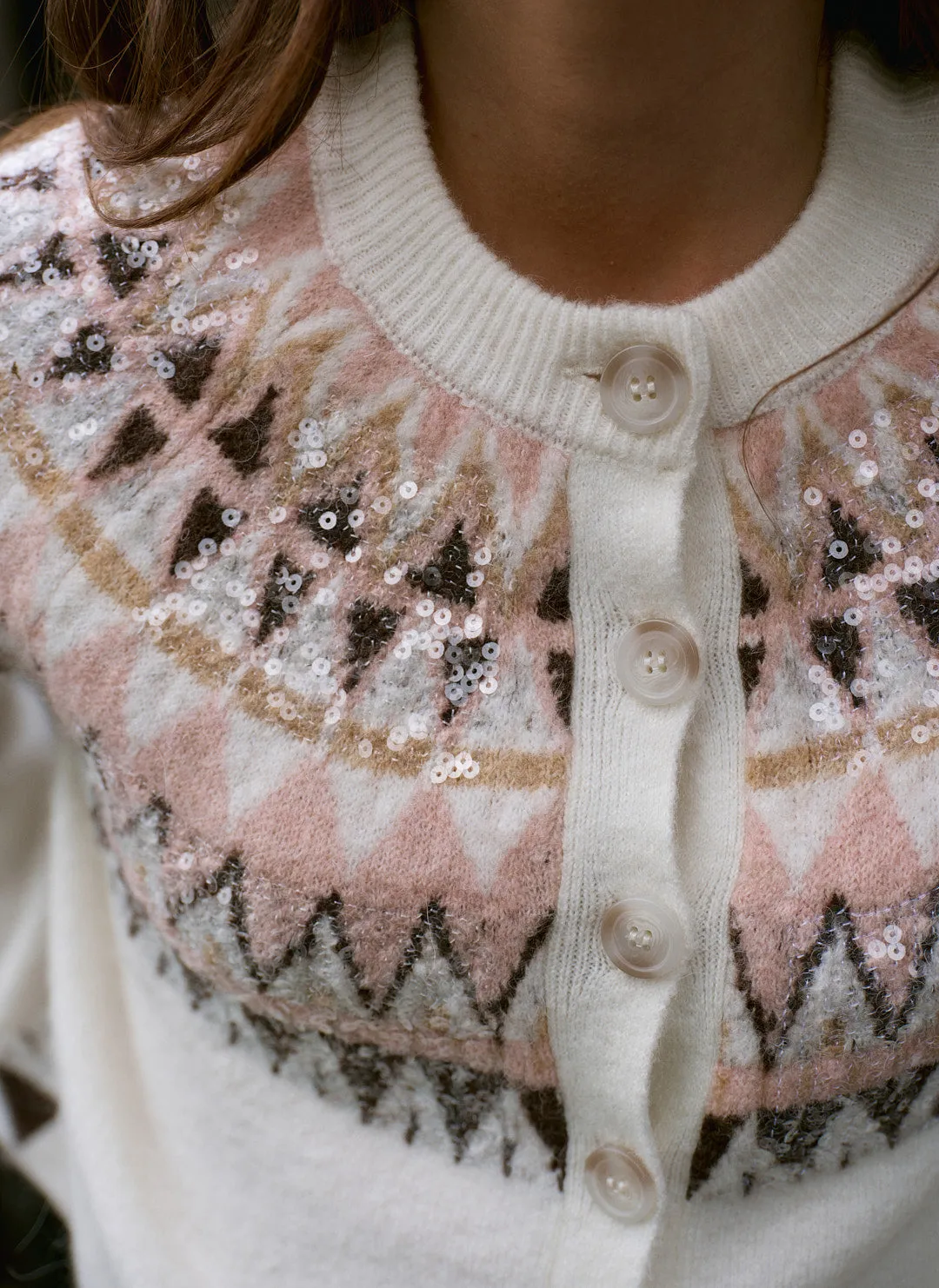 Cream Fair Isle Sequin Cardigan sold by Mint Velvet product image thumbnail 3