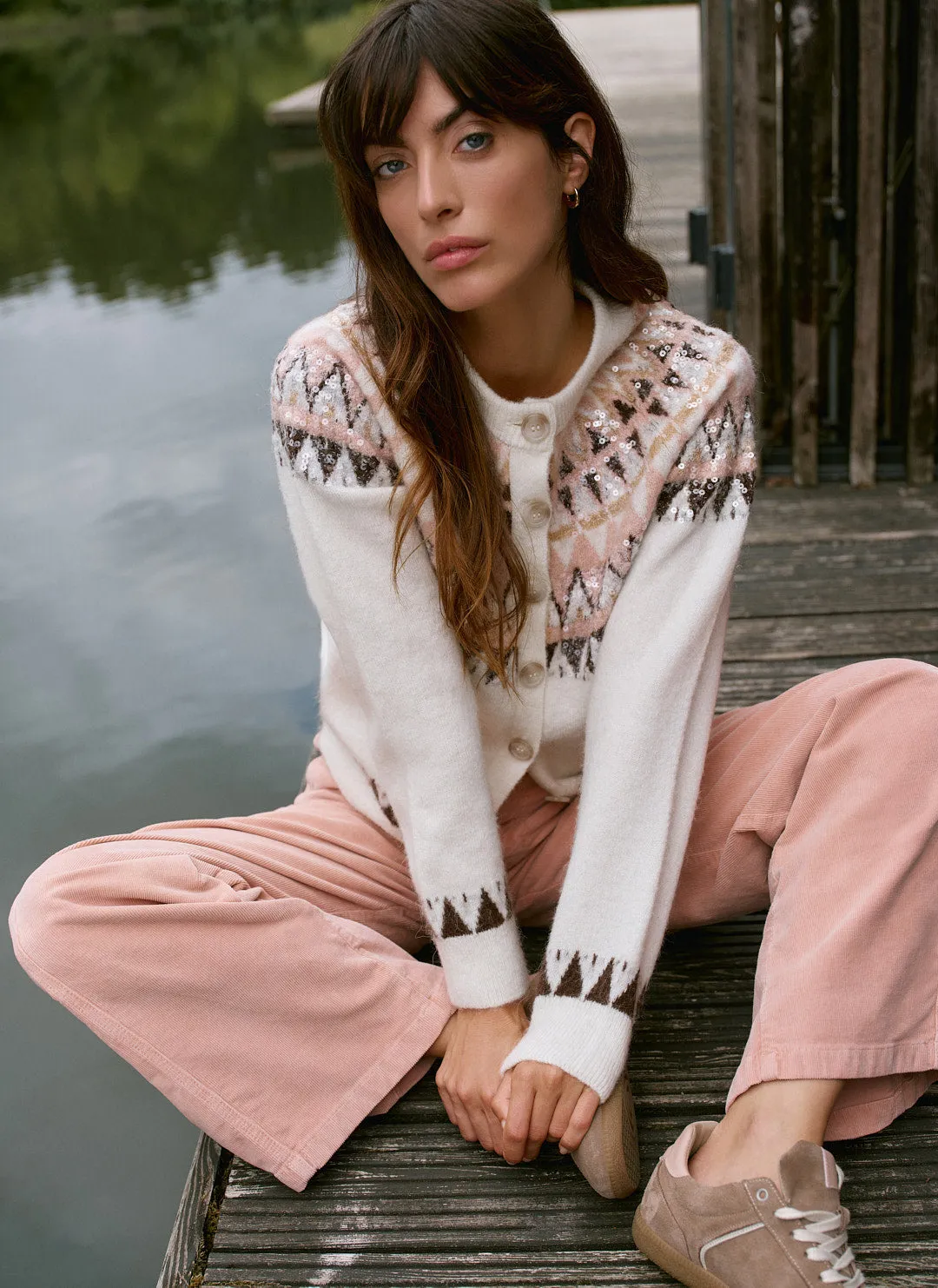 Cream Fair Isle Sequin Cardigan sold by Mint Velvet product image thumbnail 2