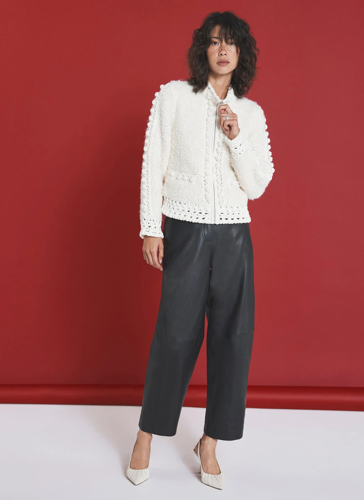 Black Leather Barrel Leg Trousers sold by Mint Velvet product image thumbnail 2