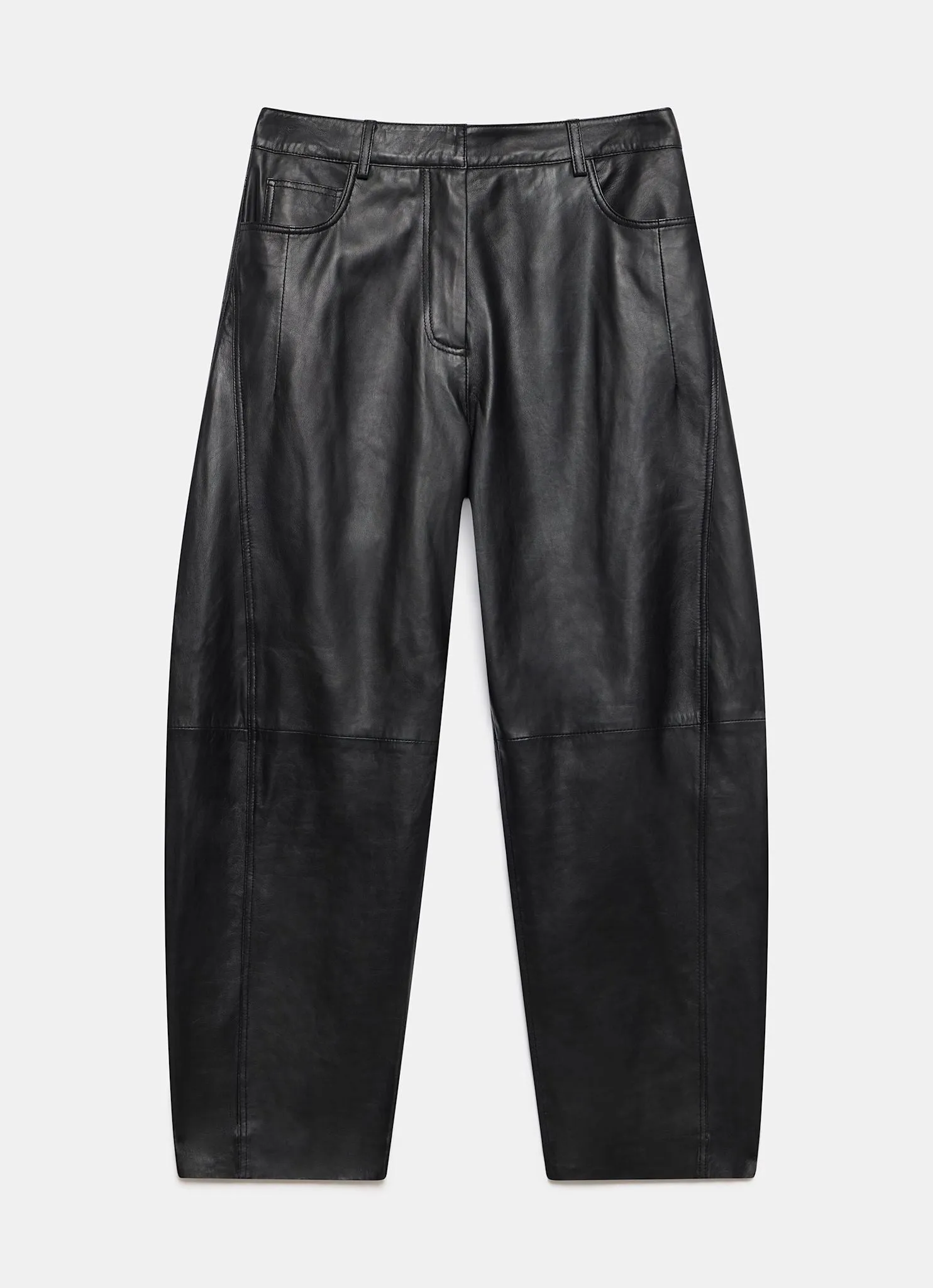 Black Leather Barrel Leg Trousers sold by Mint Velvet product image thumbnail 4