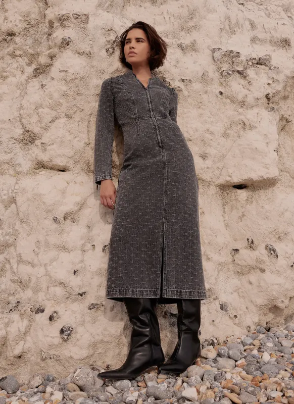 Grey Embellished Denim Midi Dress sold by Mint Velvet