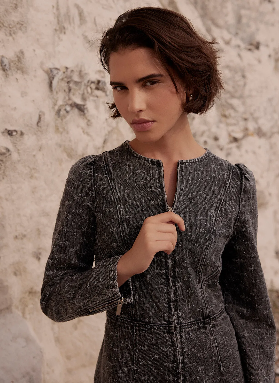 Grey Embellished Denim Midi Dress sold by Mint Velvet product image thumbnail 5