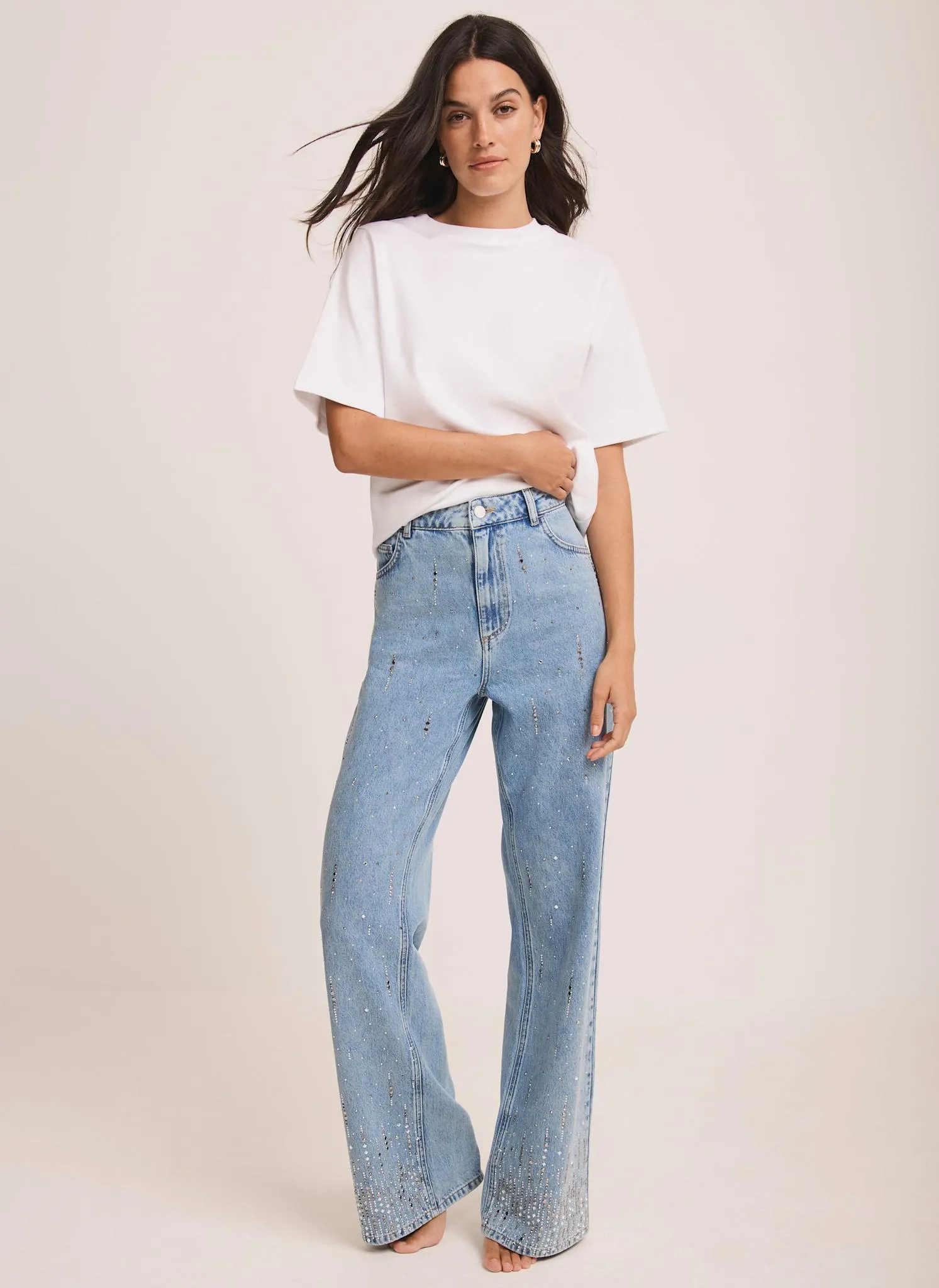 Indigo Embellished Wide Jeans sold by Mint Velvet