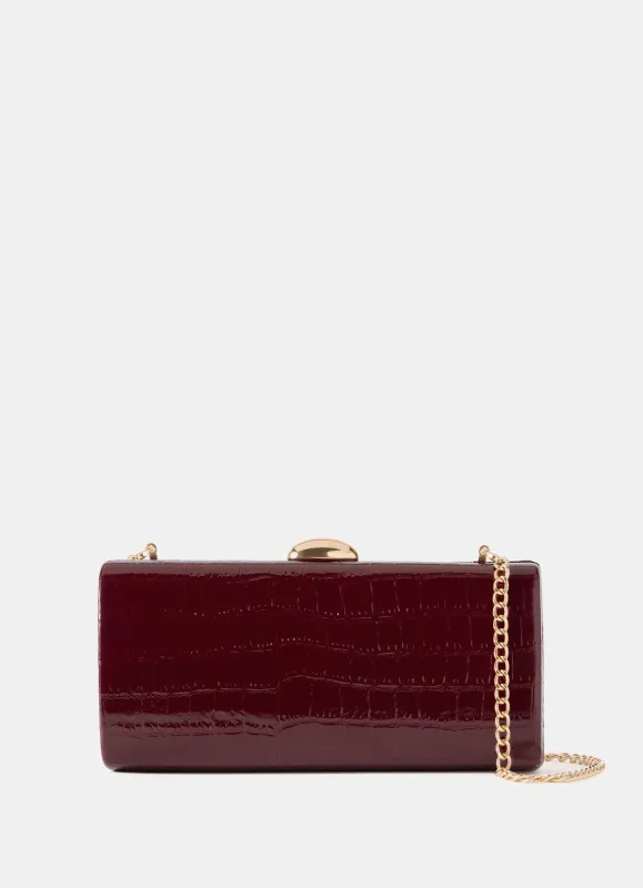 Hope Burgundy Structured Clutch Bag sold by Mint Velvet