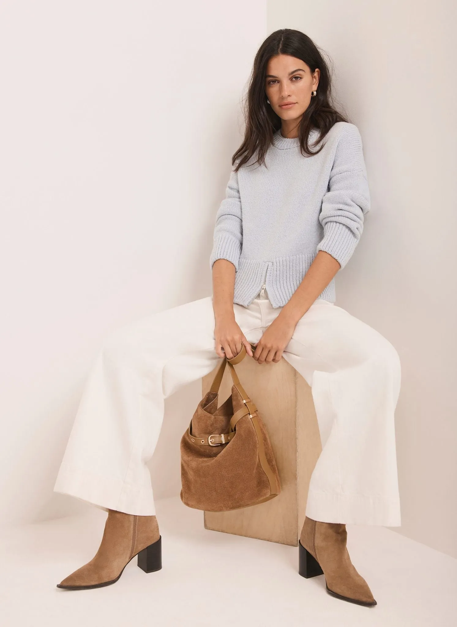 Blue Knit Zip Hem Jumper sold by Mint Velvet product image thumbnail 5