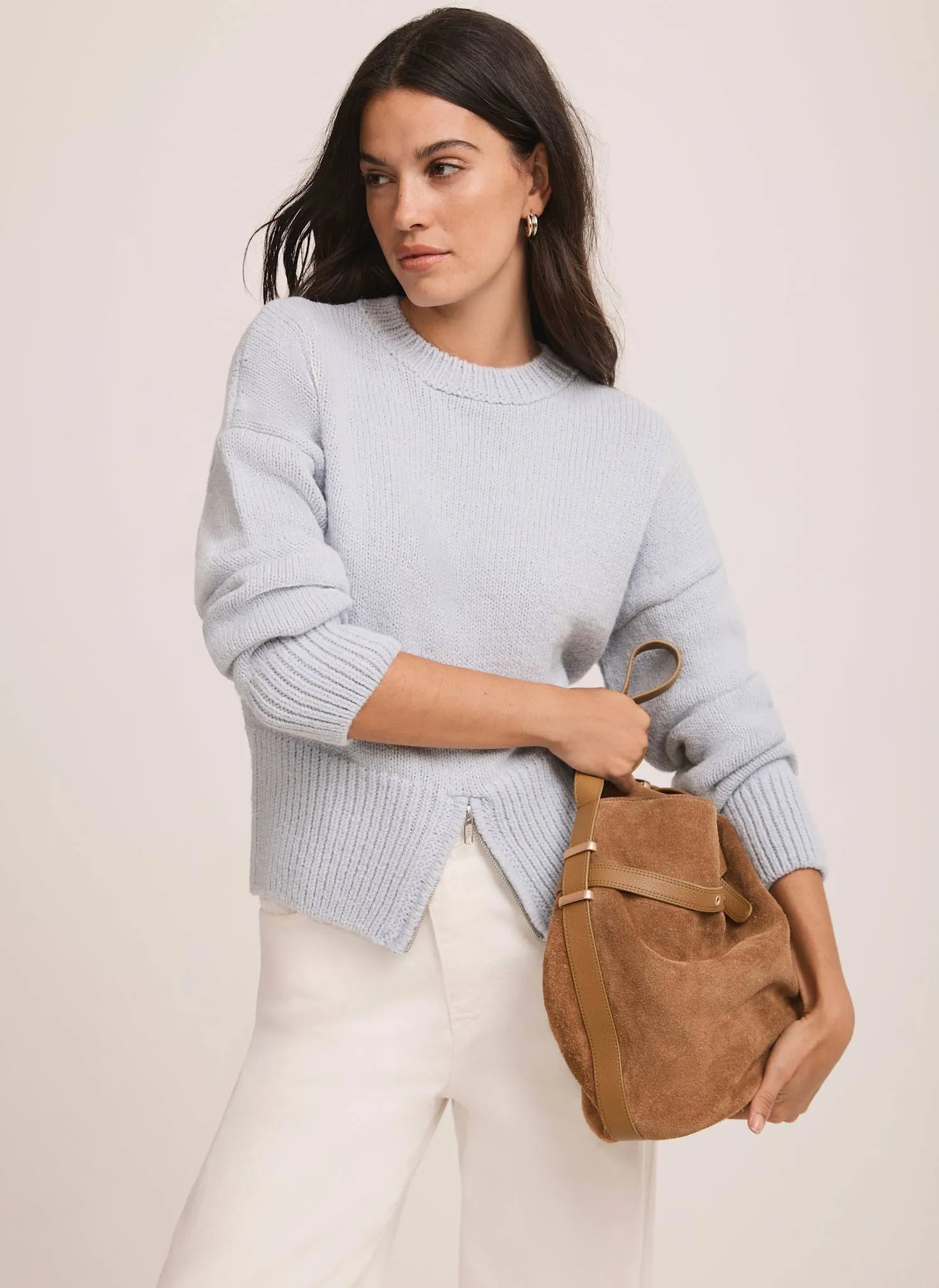 Blue Knit Zip Hem Jumper sold by Mint Velvet product image thumbnail 2