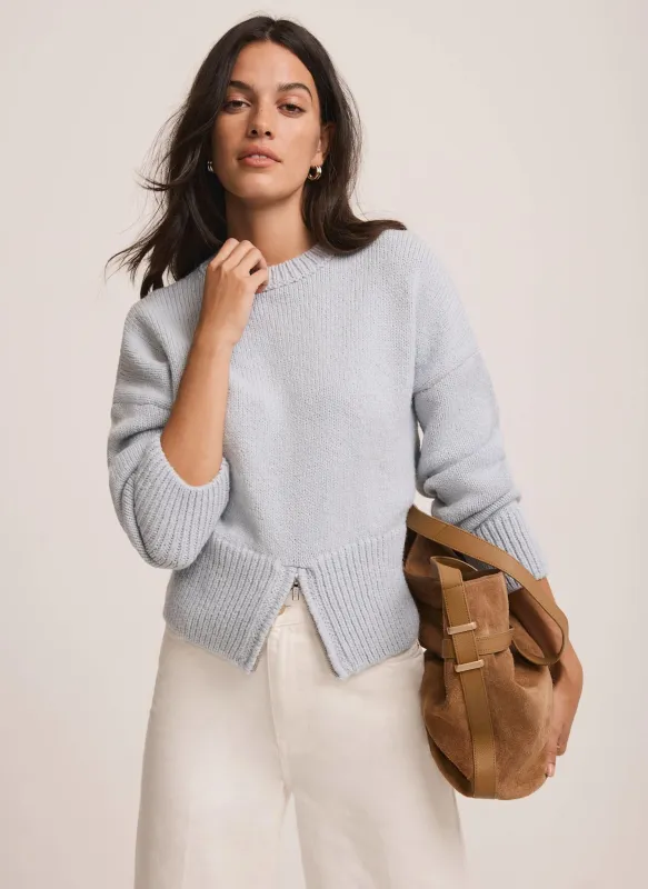 Blue Knit Zip Hem Jumper sold by Mint Velvet