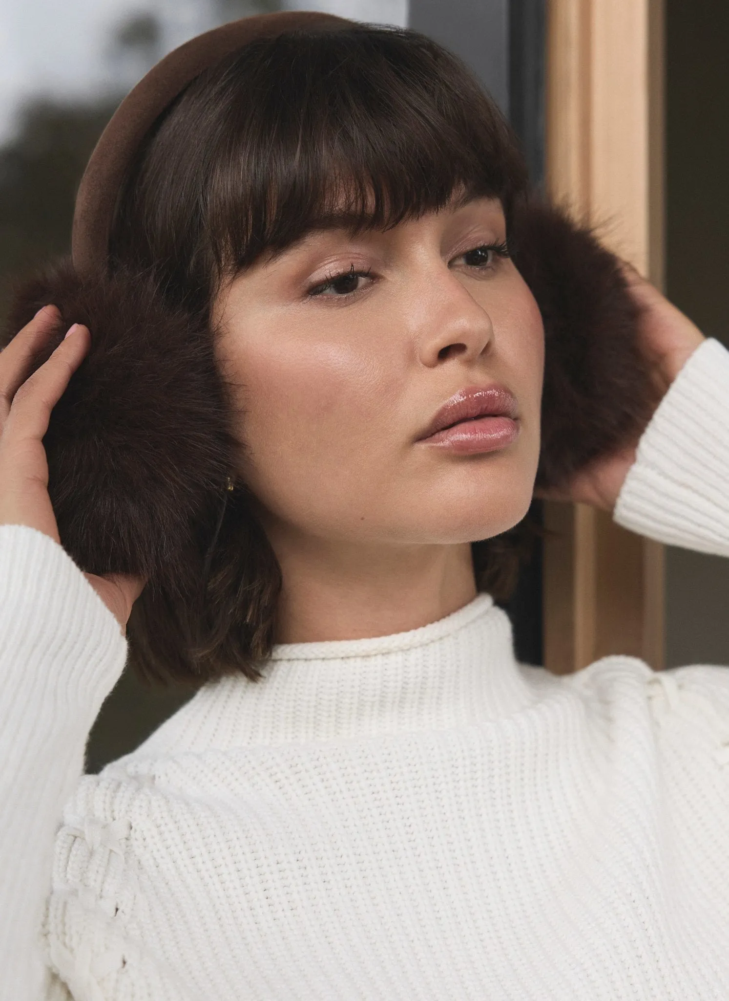 Brown Faux Fur Earmuffs sold by Mint Velvet