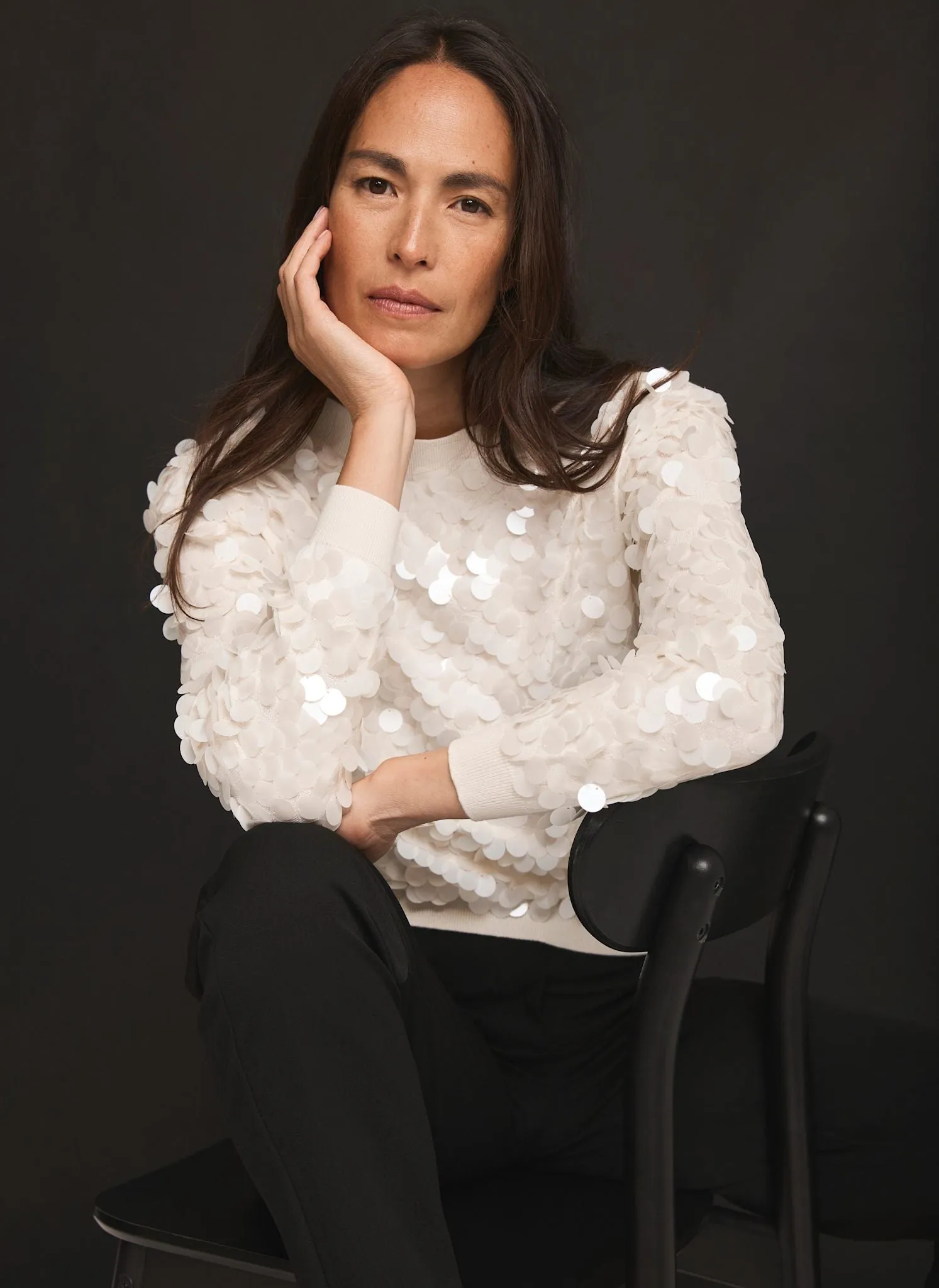 Cream Sequin Batwing Jumper sold by Mint Velvet product image thumbnail 4