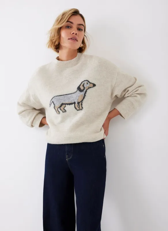 Neutral Sausage Dog Knit Jumper sold by Mint Velvet