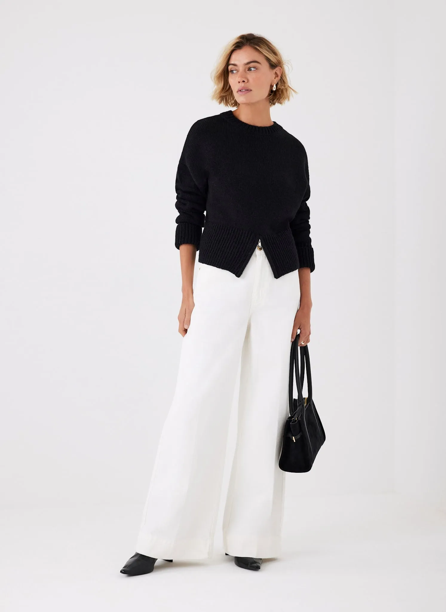 Black Knit Zip Detail Jumper sold by Mint Velvet product image thumbnail 5