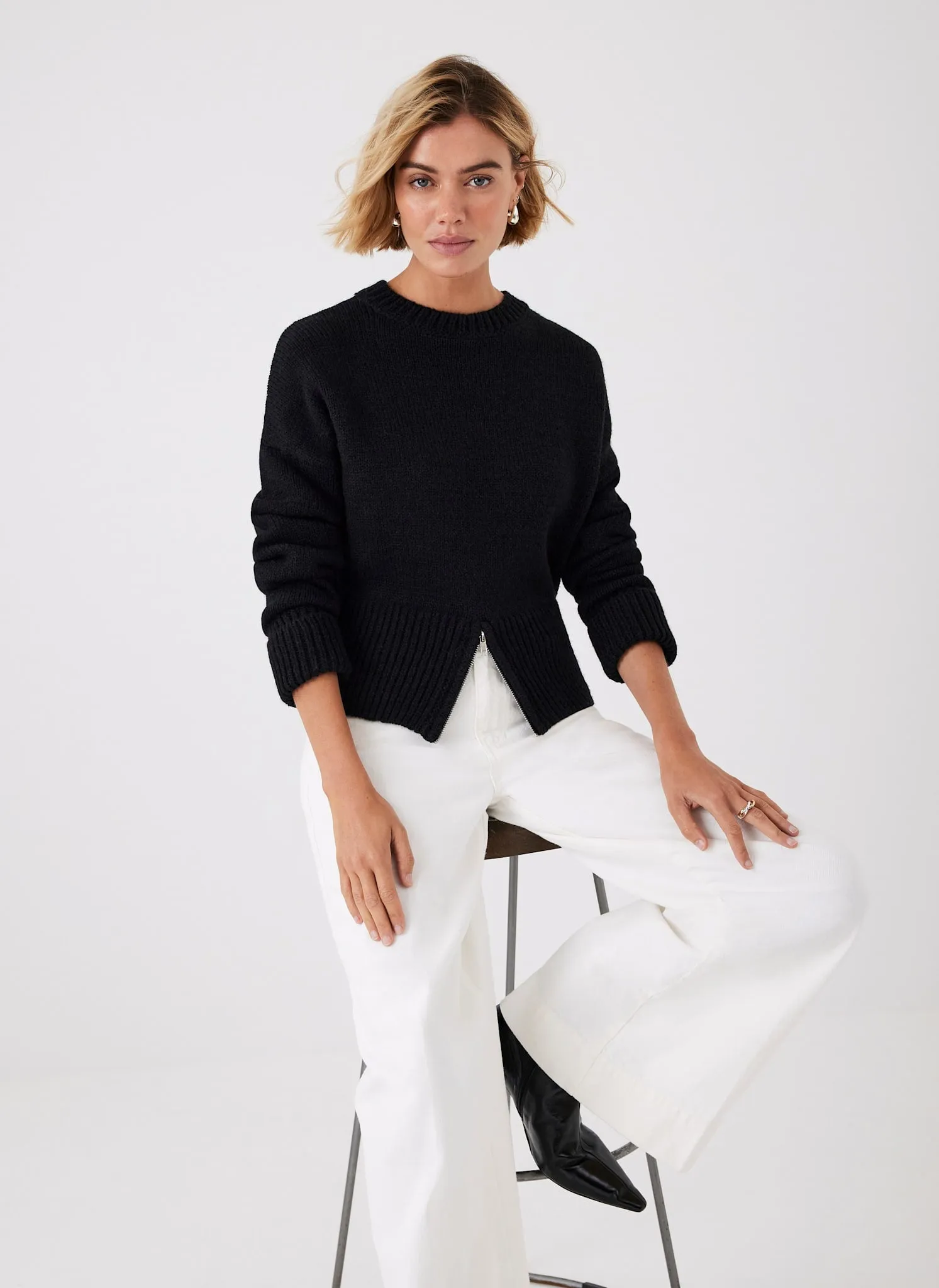 Black Knit Zip Detail Jumper sold by Mint Velvet product image thumbnail 4