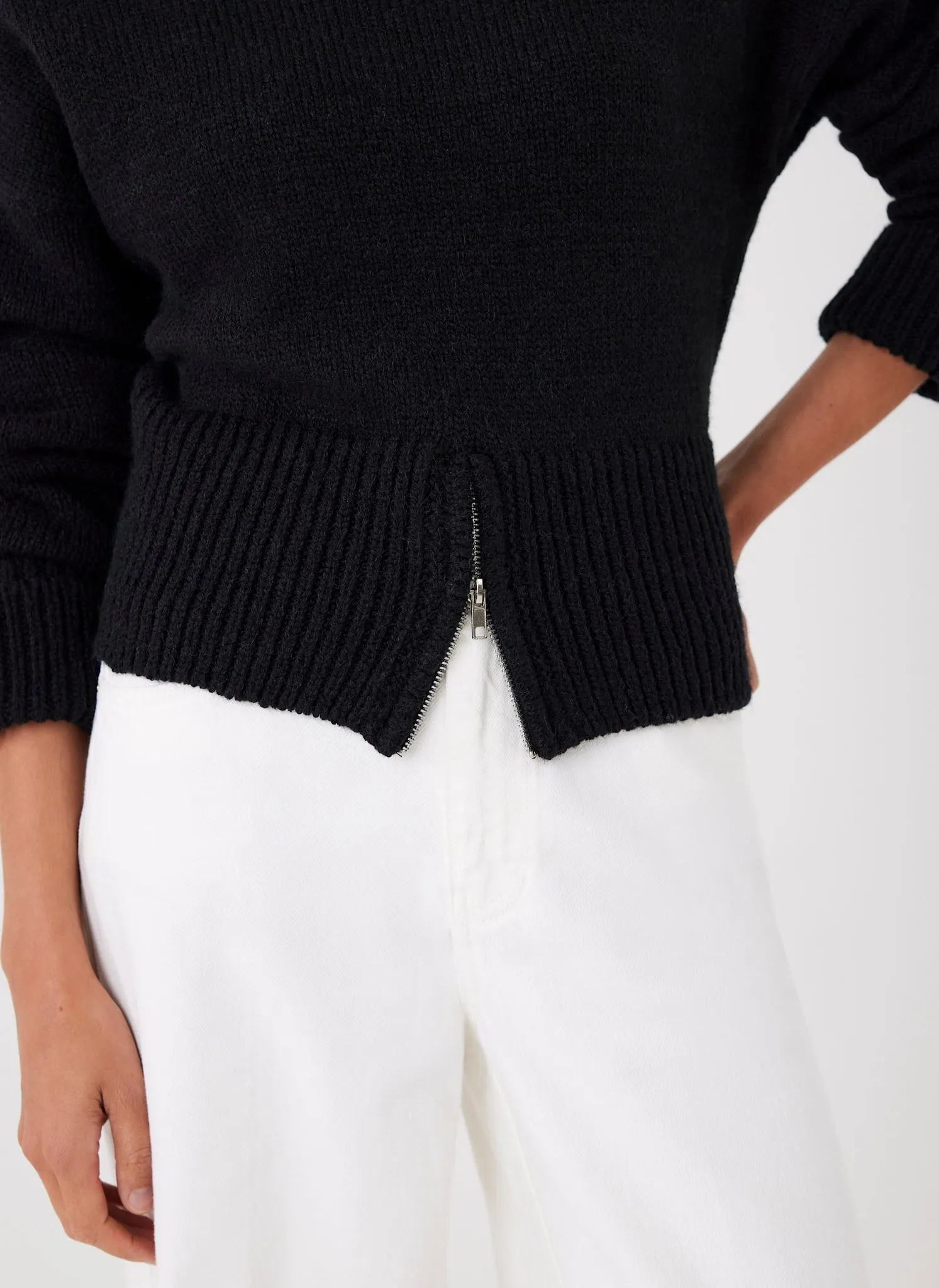 Black Knit Zip Detail Jumper sold by Mint Velvet product image thumbnail 3