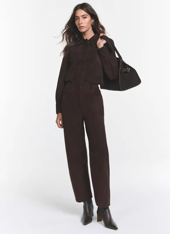Brown Suede Barrel Leg Trousers sold by Mint Velvet