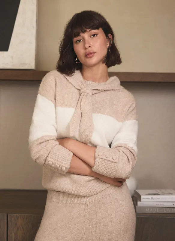 Neutral Striped Scarf Hoodie sold by Mint Velvet