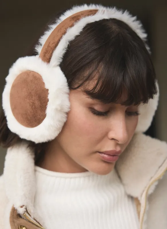 Tan Faux Fur Earmuffs sold by Mint Velvet