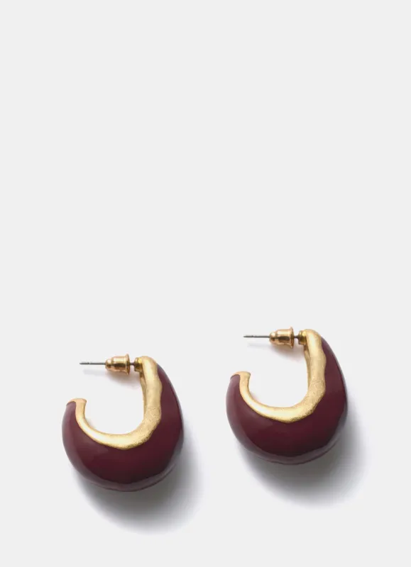 Burgundy Curved Teardrop Earrings sold by Mint Velvet