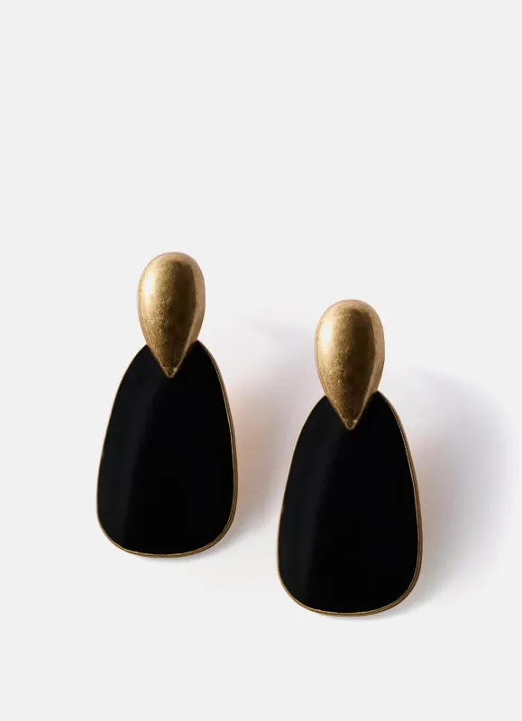 Gold Tone Black Resin Drop Earrings sold by Mint Velvet