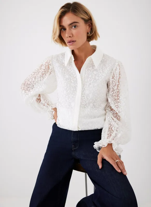 Cream Jacquard Shirt sold by Mint Velvet