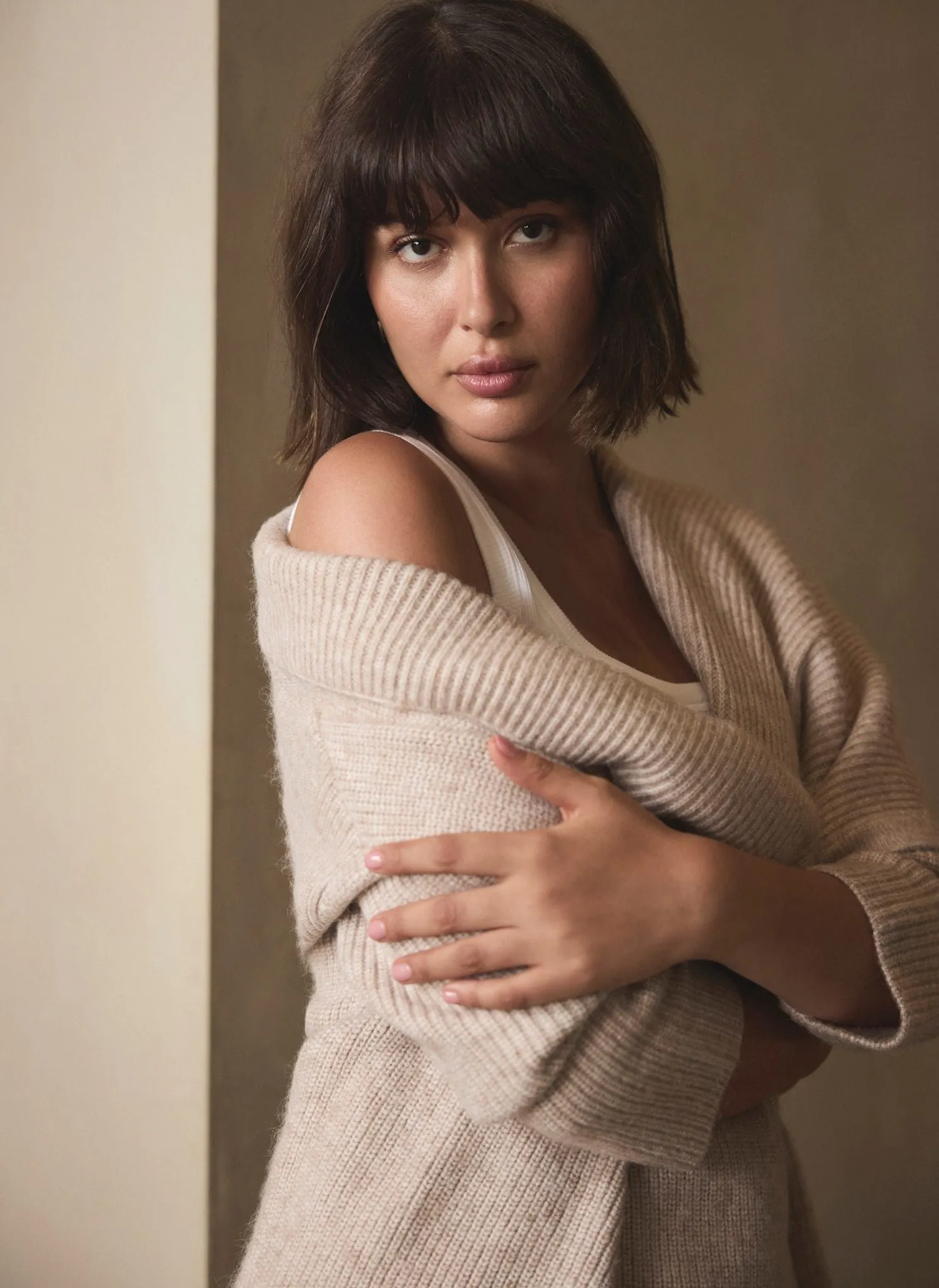 Neutral Asymmetric Knit Cardigan sold by Mint Velvet product image thumbnail 3