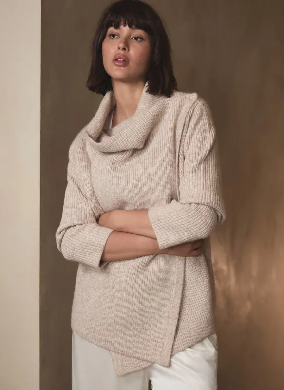 Neutral Asymmetric Knit Cardigan sold by Mint Velvet