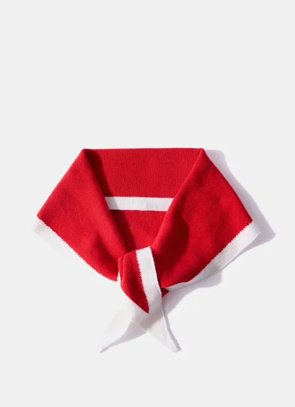 Red Cotton Blend Triangle Knit Scarf sold by Mint Velvet