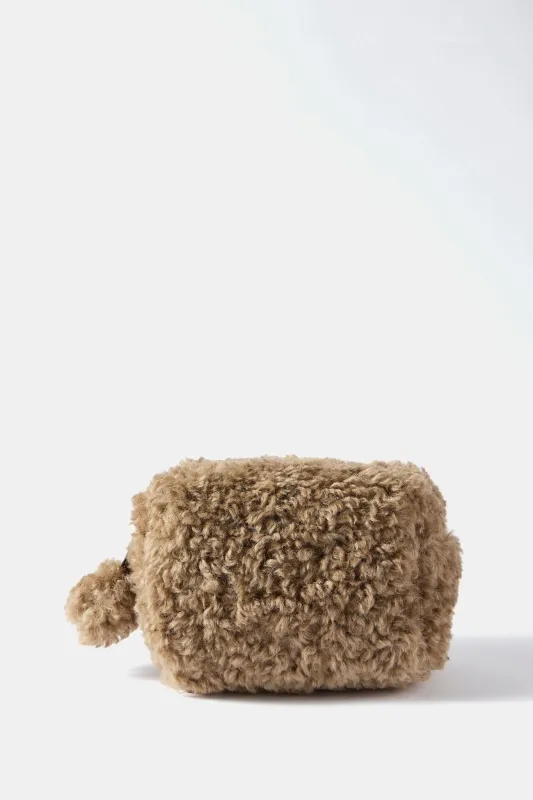 Small Neutral Borg Wash Bag sold by Mint Velvet