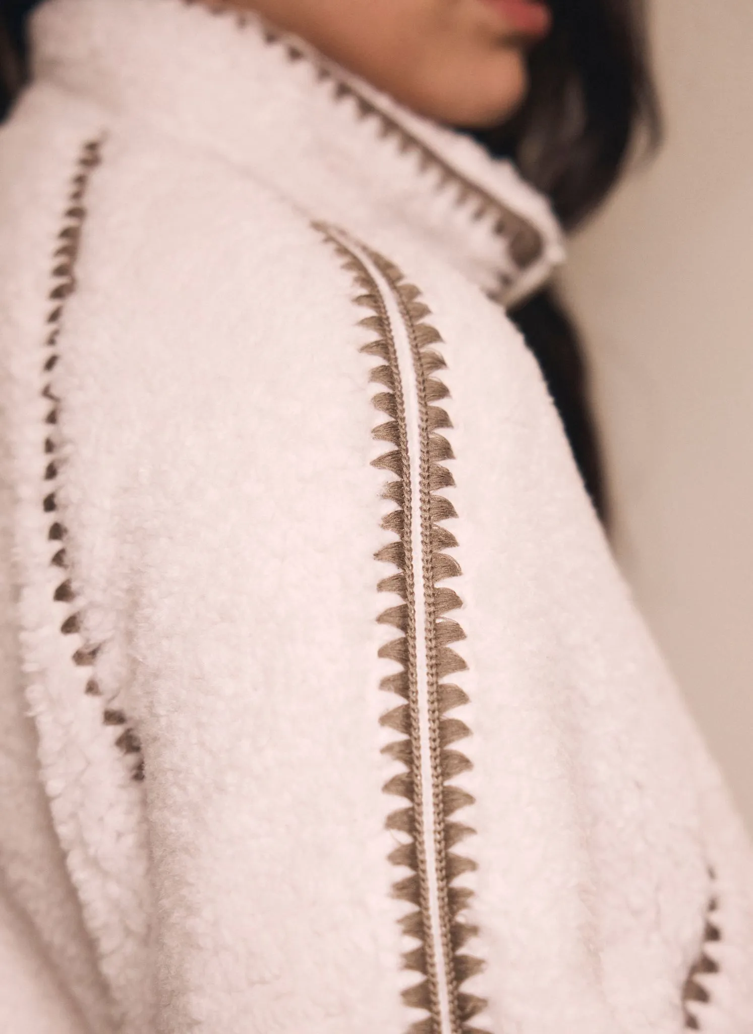 Cream Whipstitch Detail Borg Jacket sold by Mint Velvet product image thumbnail 4