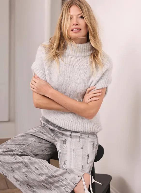 Grey Wool Blend Knit Top sold by Mint Velvet