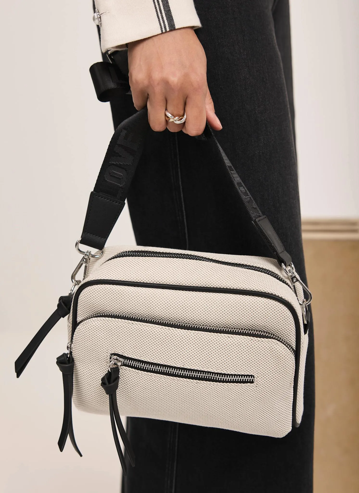 Cream Canvas Cross Body Bag sold by Mint Velvet