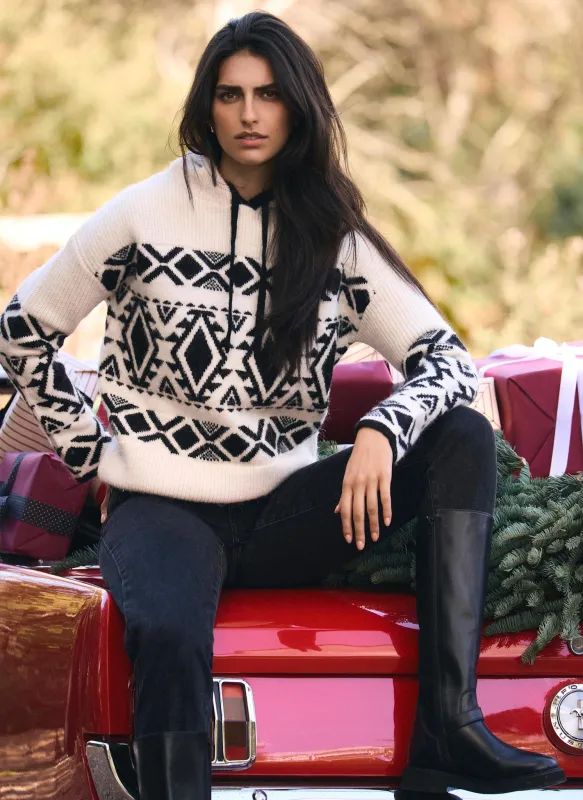 Cream Fair Isle Knit Hood Jumper sold by Mint Velvet