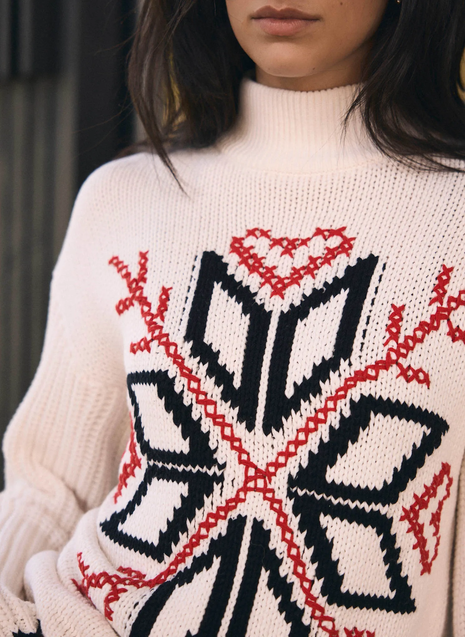 White Snowflake Cotton Blend Knit Jumper sold by Mint Velvet product image thumbnail 4