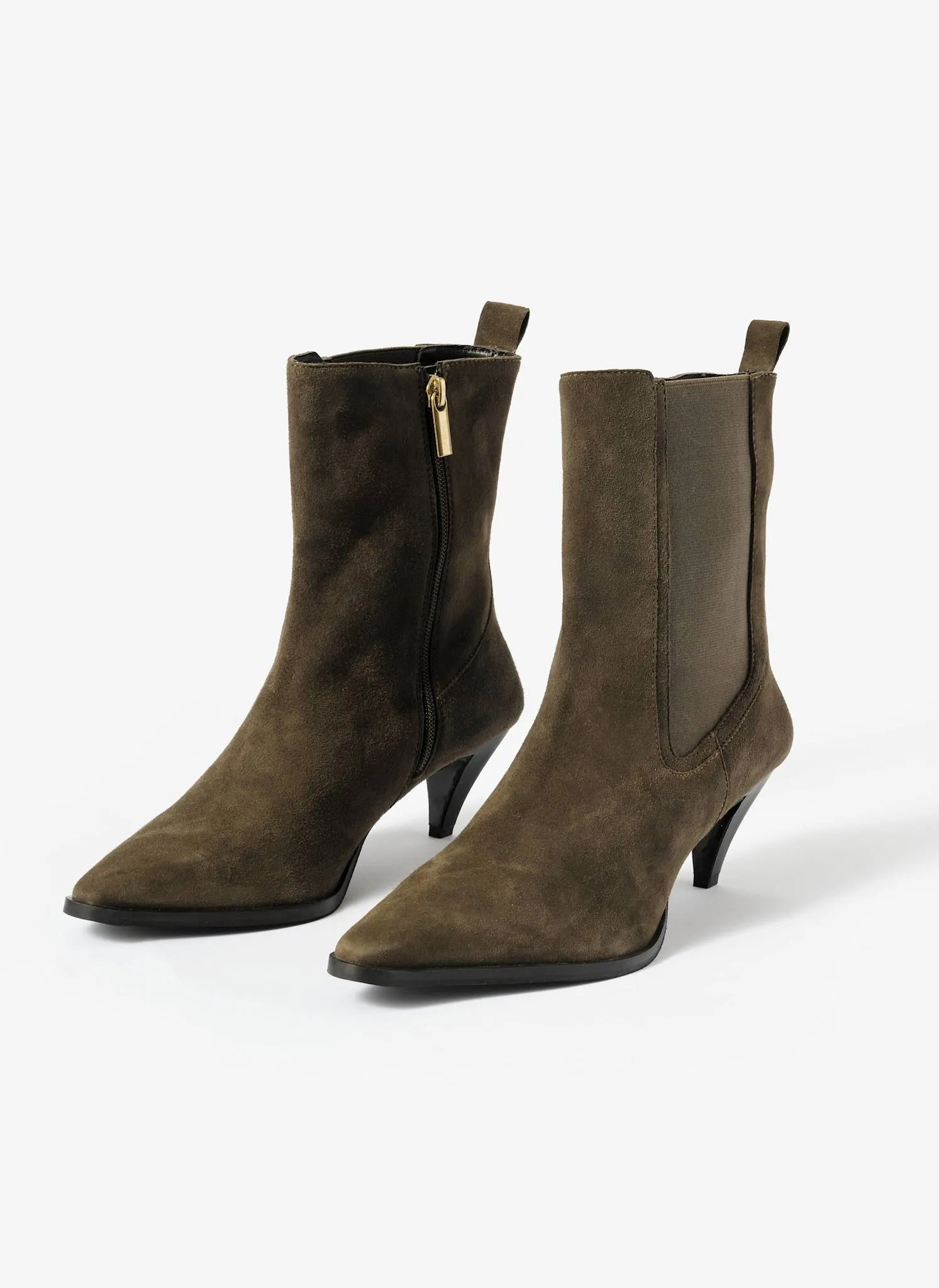 Ivy Khaki Suede Kitten Heel Ankle Boots sold by Mint Velvet product image thumbnail 3