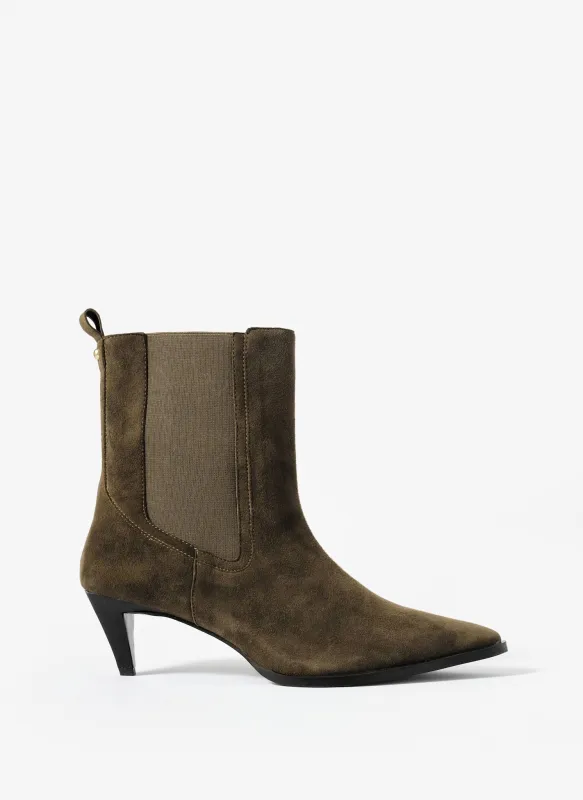 Ivy Khaki Suede Kitten Heel Ankle Boots sold by Mint Velvet