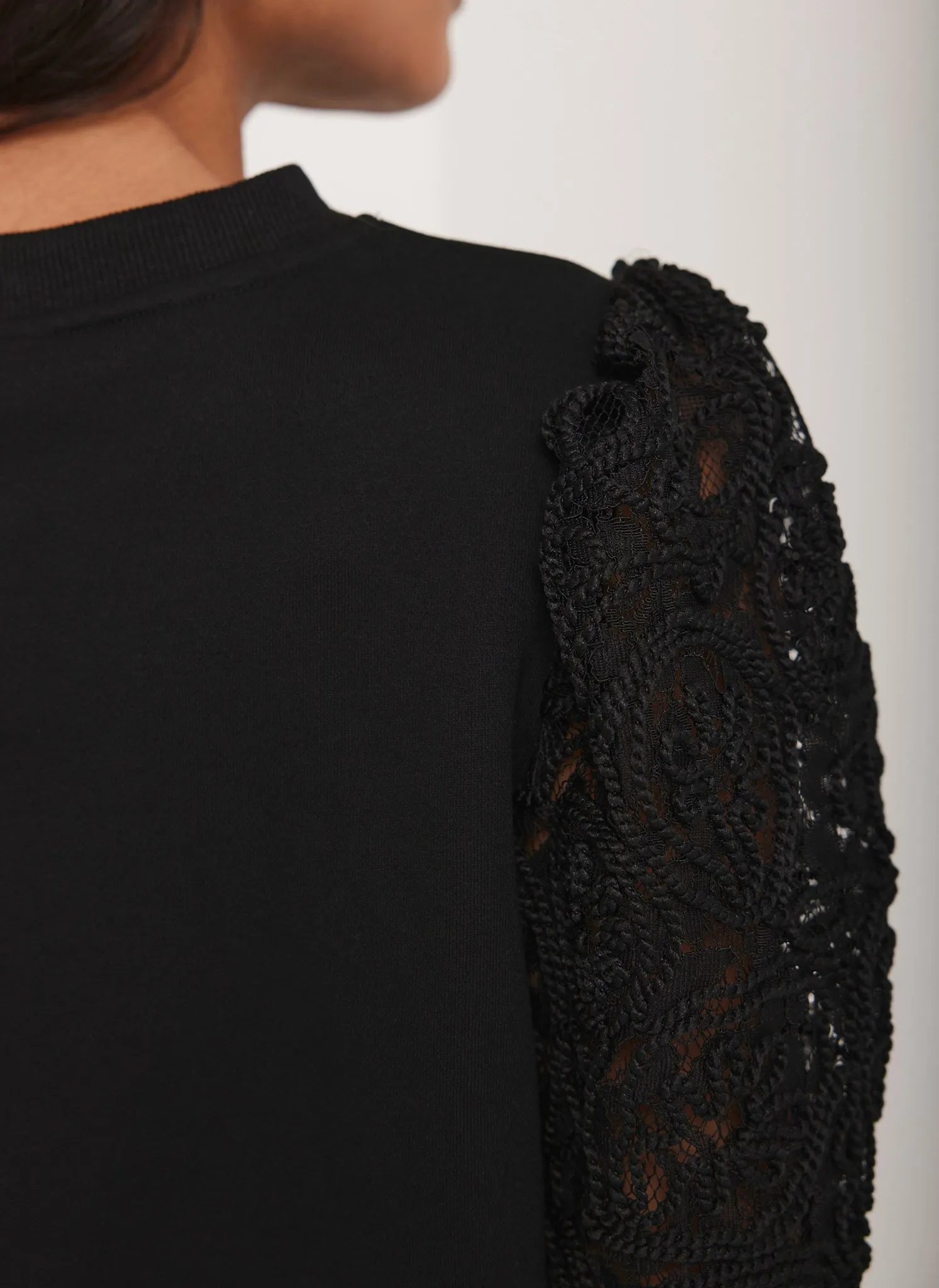 Black Lace Sleeve Sweatshirt sold by Mint Velvet product image thumbnail 5