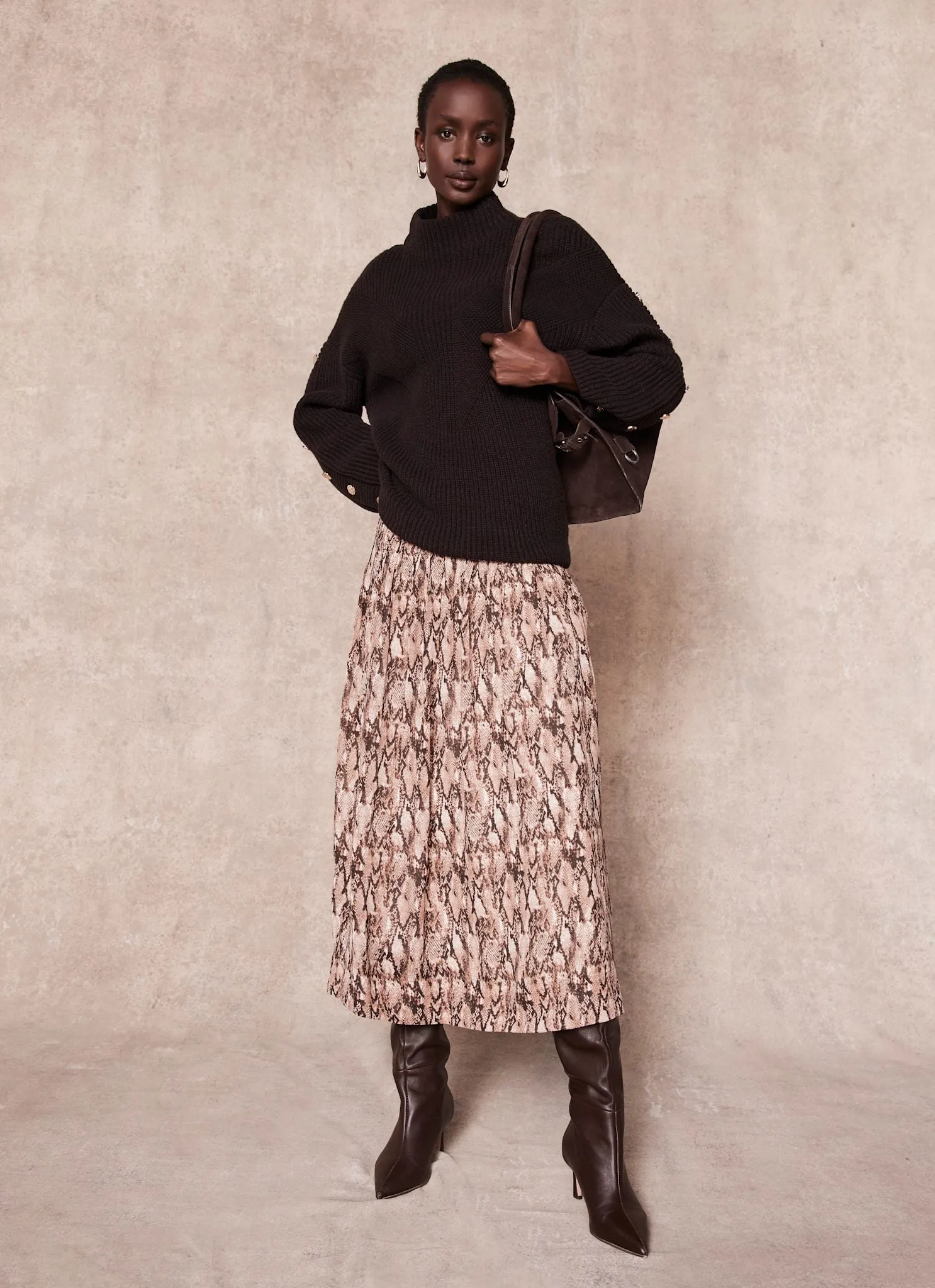 Brown Snake Print Midi Skirt sold by Mint Velvet product image thumbnail 5