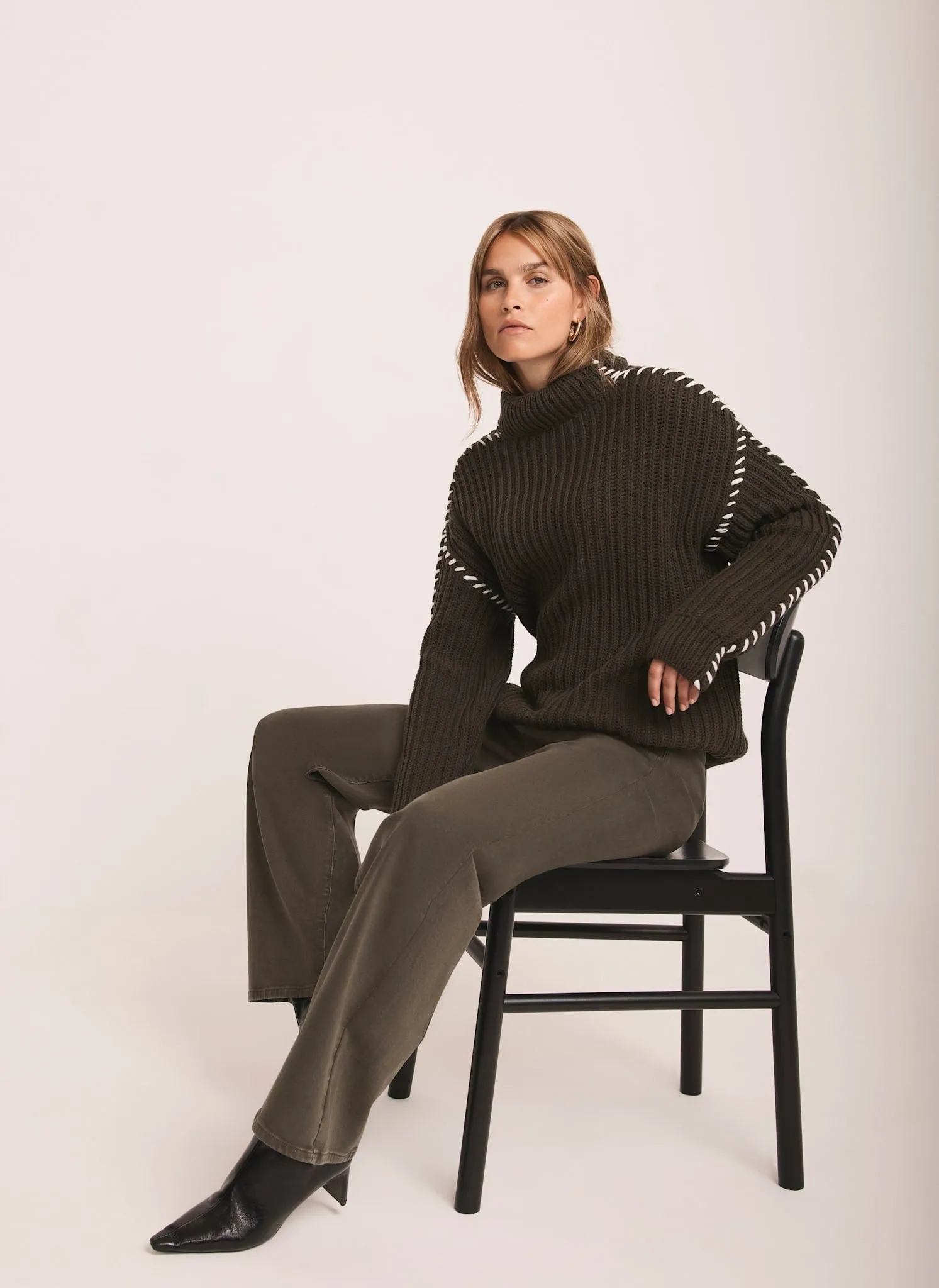 Khaki Cotton Blend Jumper sold by Mint Velvet product image thumbnail 3