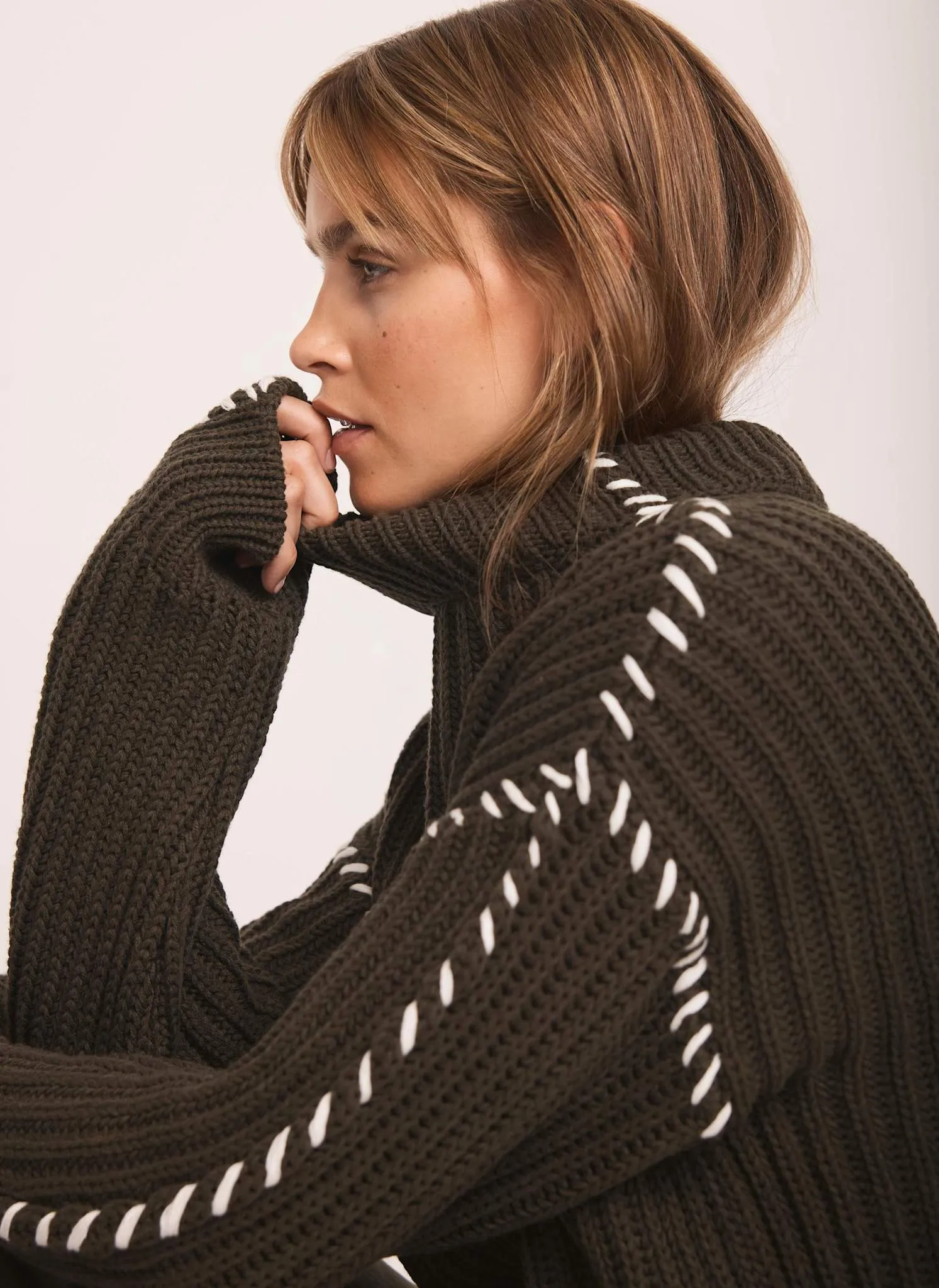 Khaki Cotton Blend Jumper sold by Mint Velvet product image thumbnail 4