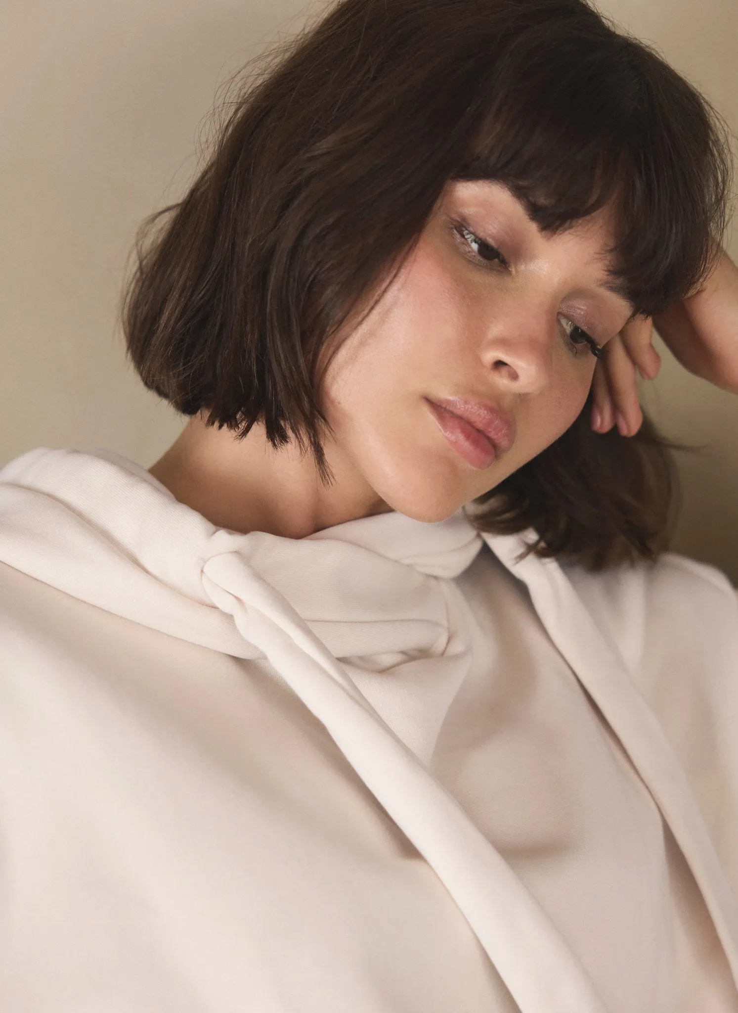 Pink Cotton Blend Cropped Bubble Hem Hoodie sold by Mint Velvet product image thumbnail 5