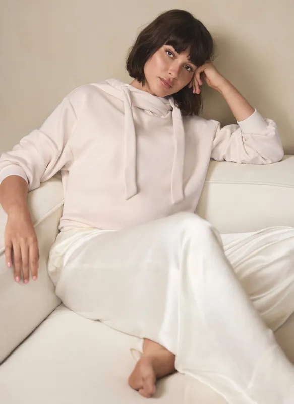 Pink Cotton Blend Cropped Bubble Hem Hoodie sold by Mint Velvet